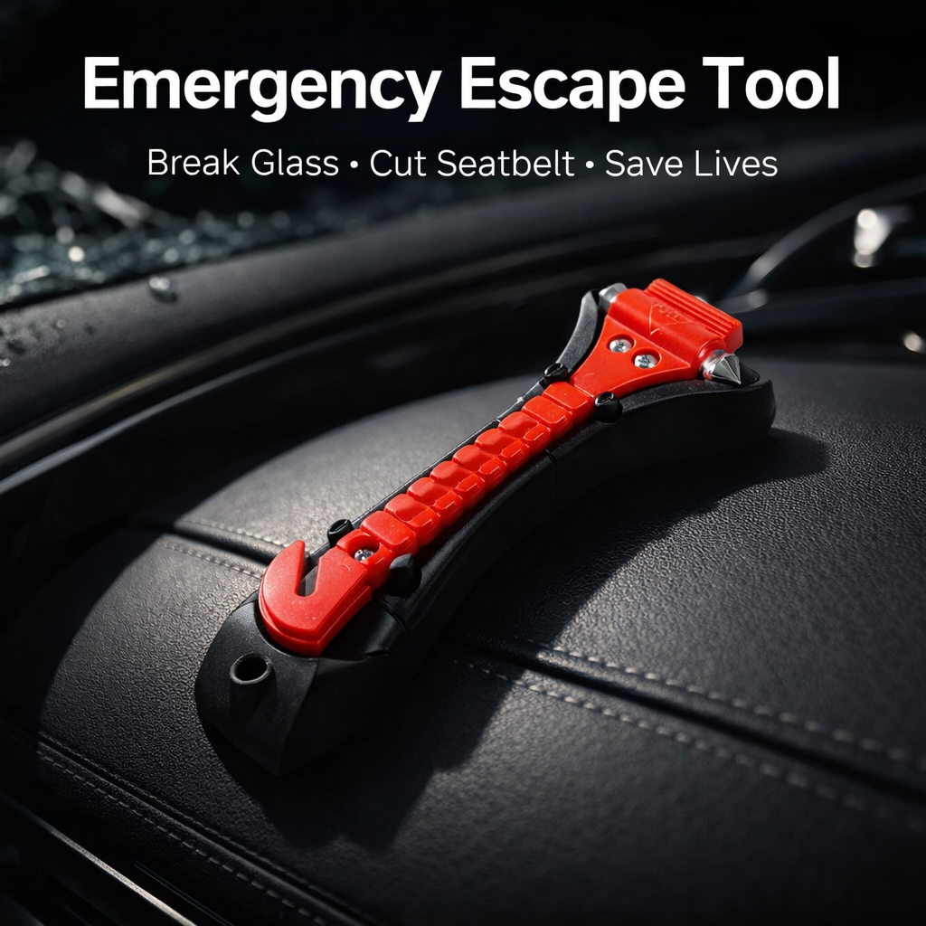 Escape Your Car in Seconds — Emergency Window Breaker & Seatbelt Cutter