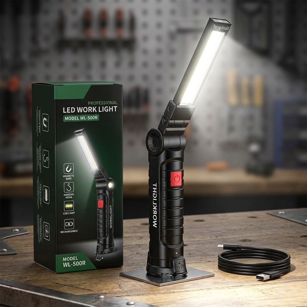 Rechargeable LED Work Light – Magnetic & Hook Design