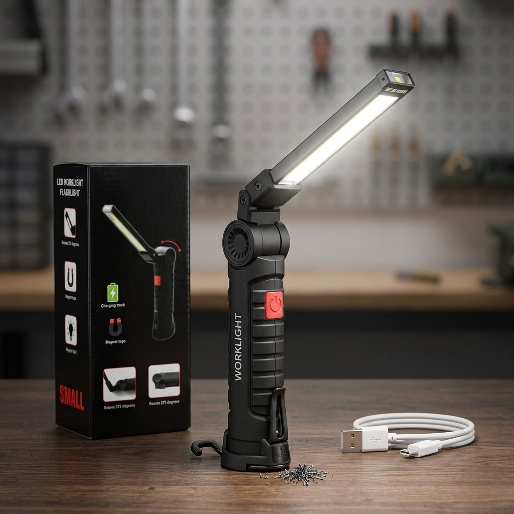 Rechargeable LED Work Light – Magnetic & Hook Design