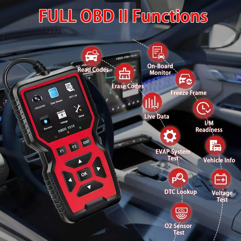 Professional Advanced Obdii/Eobd Car Diagnostic Scan Tool, Battery Tester, I/M Readiness Status, Fault Code Eraser, Suitable for All Obd Ii Protocol Cars since 1996, No Battery Required My Store