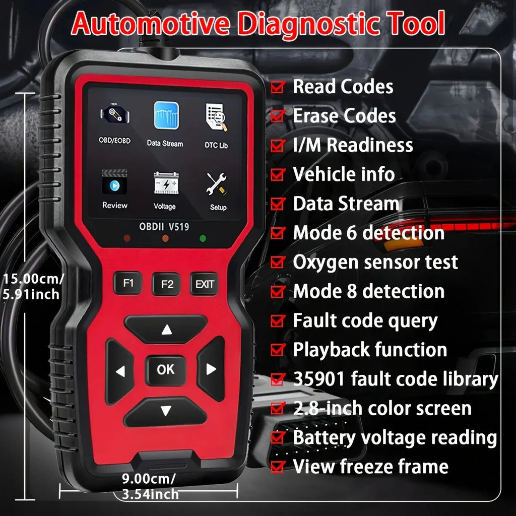 Professional Advanced Obdii/Eobd Car Diagnostic Scan Tool, Battery Tester, I/M Readiness Status, Fault Code Eraser, Suitable for All Obd Ii Protocol Cars since 1996, No Battery Required My Store