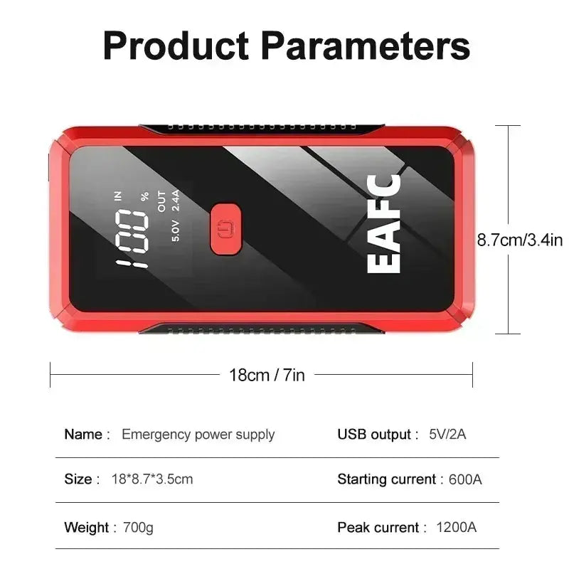 EAFC 12V  Car Jump Starter Power Bank Portable Car Battery Booster ChargerStarting Device Auto Emergency Start-up Lighting My Store