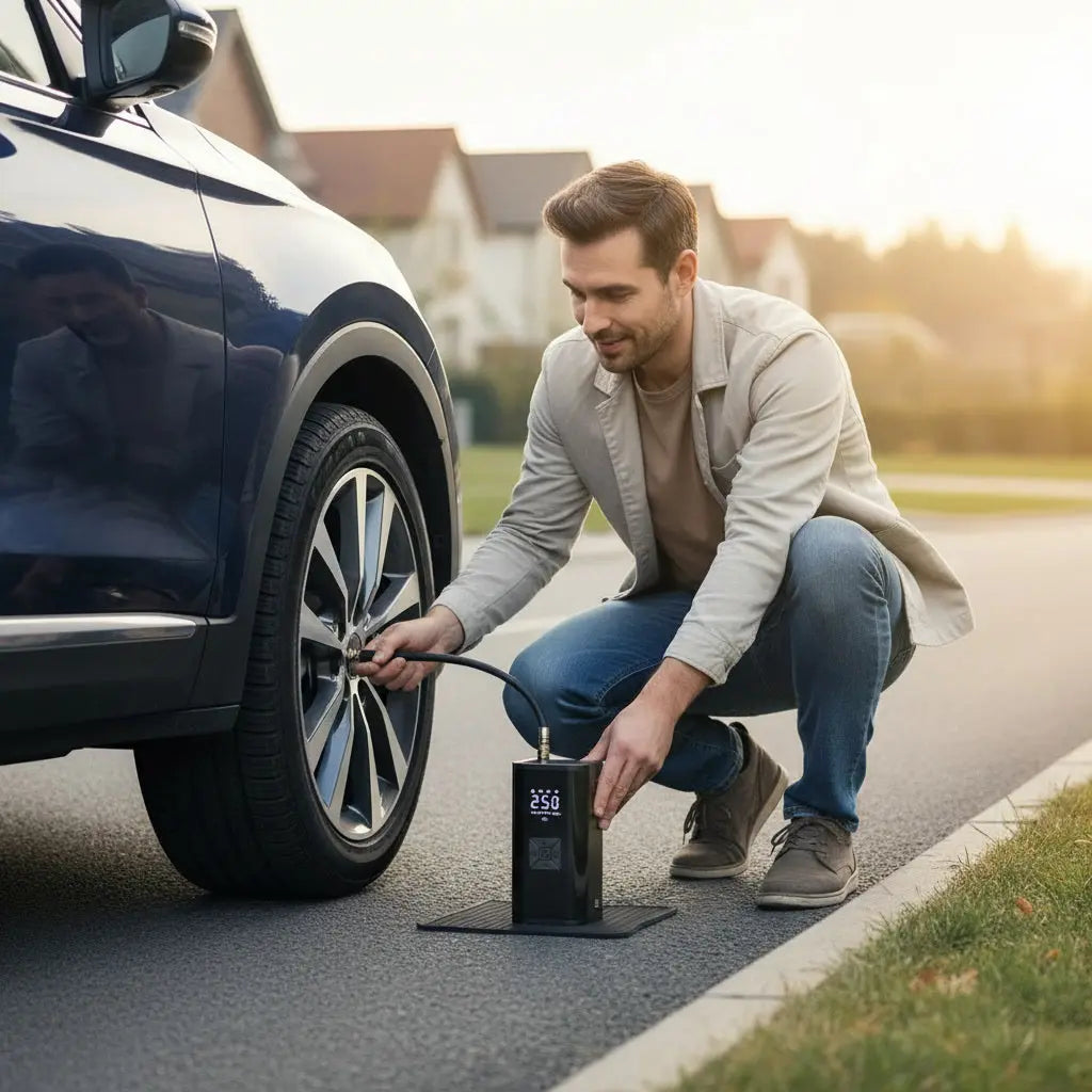 Premium & Clean (Top Pick) RoadGuard Pro | 150PSI Cordless Tire Inflator for Cars & Trucks — Reliable, Convenient & Fast with Smart LCD & LED Light My Store